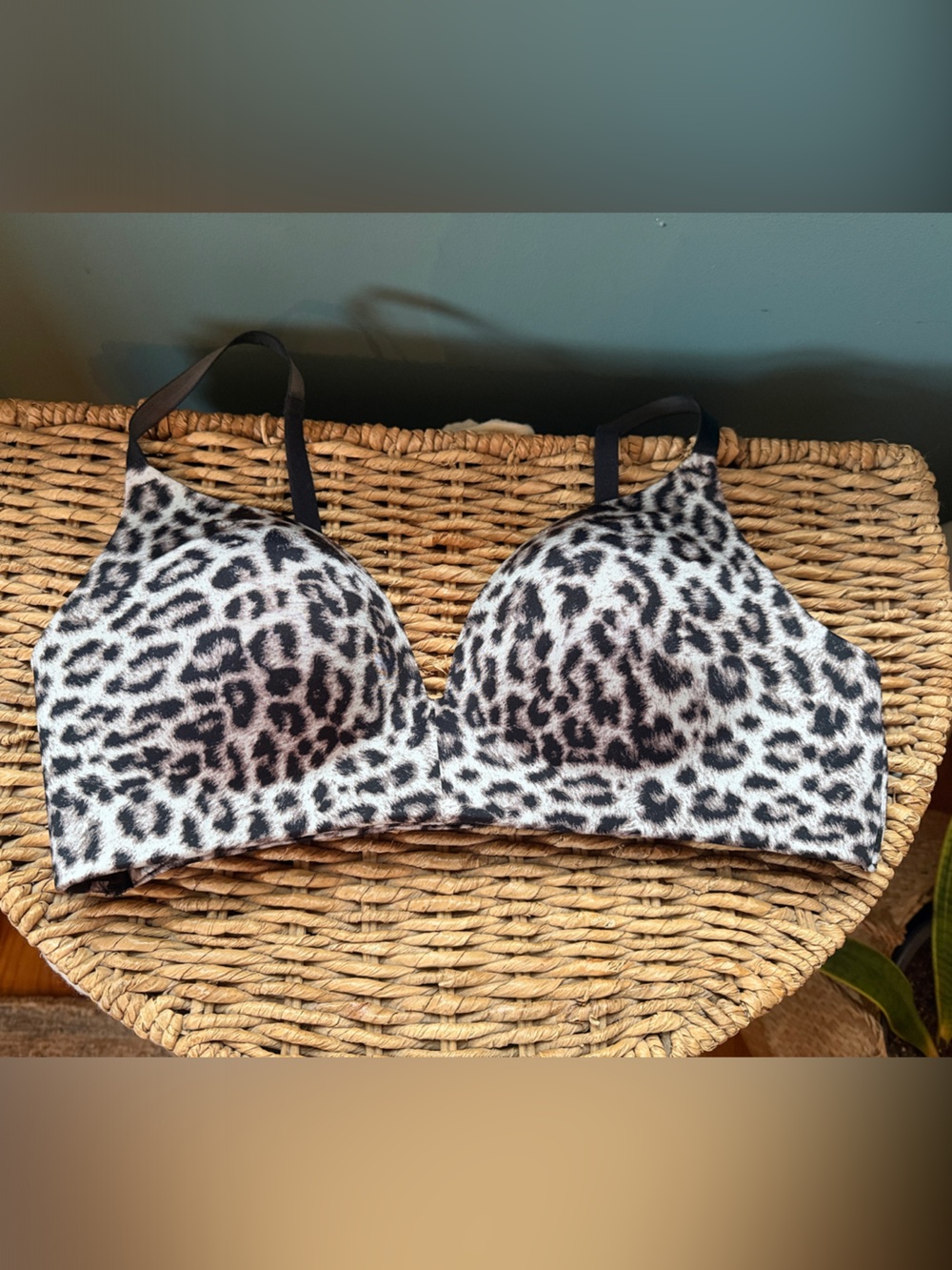 Soma Leopard Print Wireless Bra - Black & White